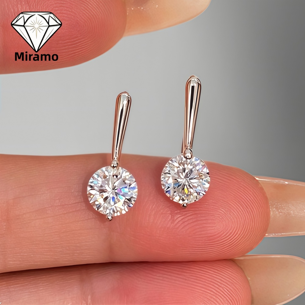 Moissanite Stud Earrings Round Cut 1Ct - 0.5-1CT 라운드 컷 모이사나이트 귀걸이 미니멀리스트