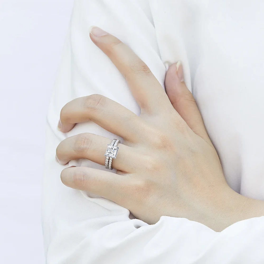 Moissanite Engagement Ring 2 Carat D Vvs1 - 2캐럿 D-VVS1 프린세스 컷 풀 모이사나이트