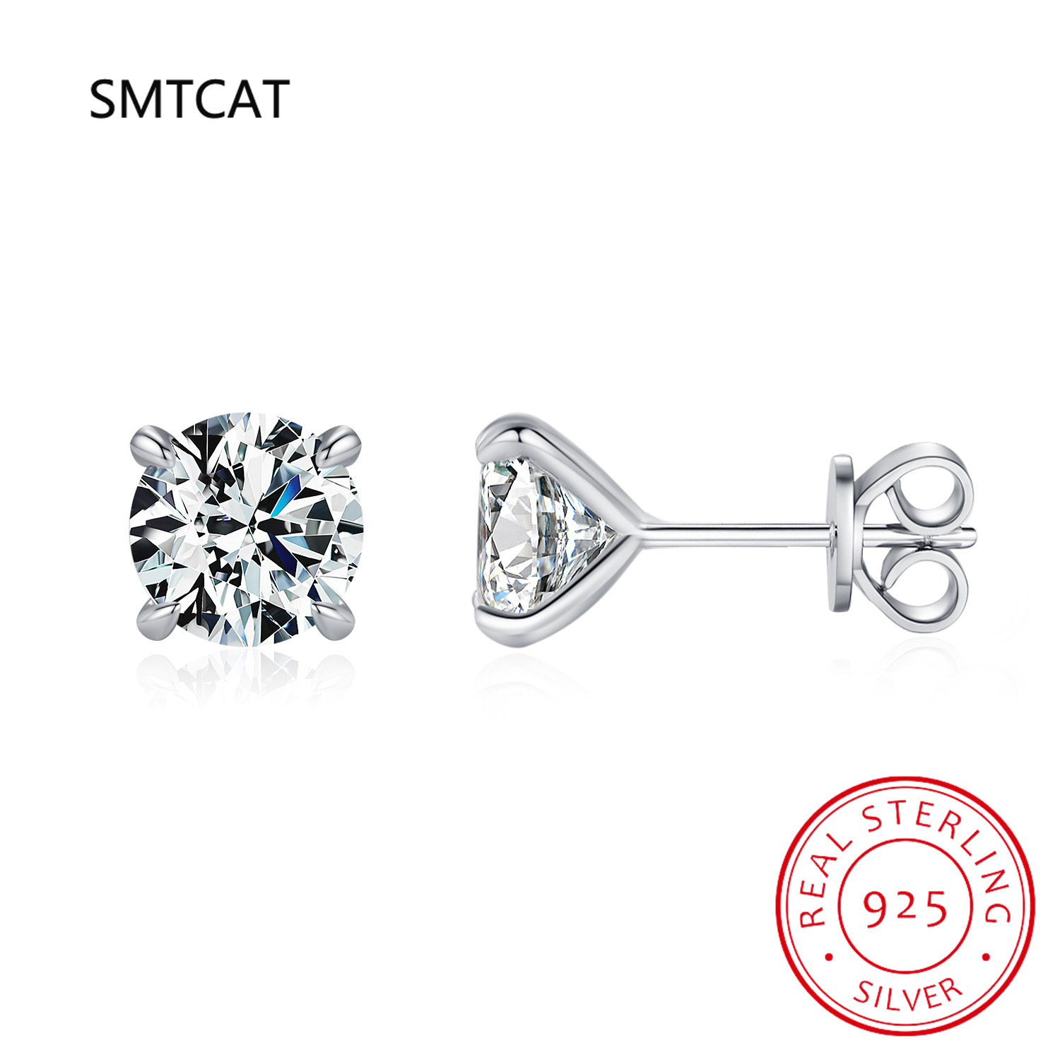 Moissanite Stud Earrings Round Cut 1Ct - D 컬러 1CT Moissanite 스터드 귀걸이