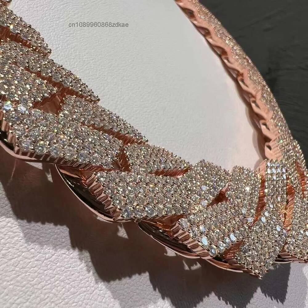 Moissanite Cuban Link Chain Iced Out - 럭셔리 힙합 럭셔리 마이애미 쿠반 체인
