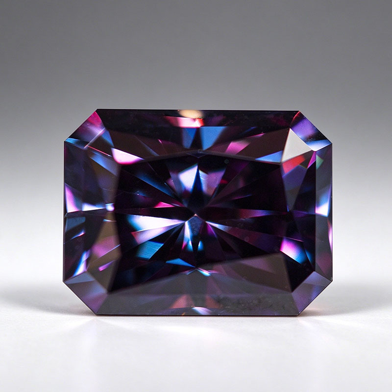 Gra Certificate Loose Moissanite Stone - 로얄 퍼플 컬러 라디언트 컷 모이사나이트