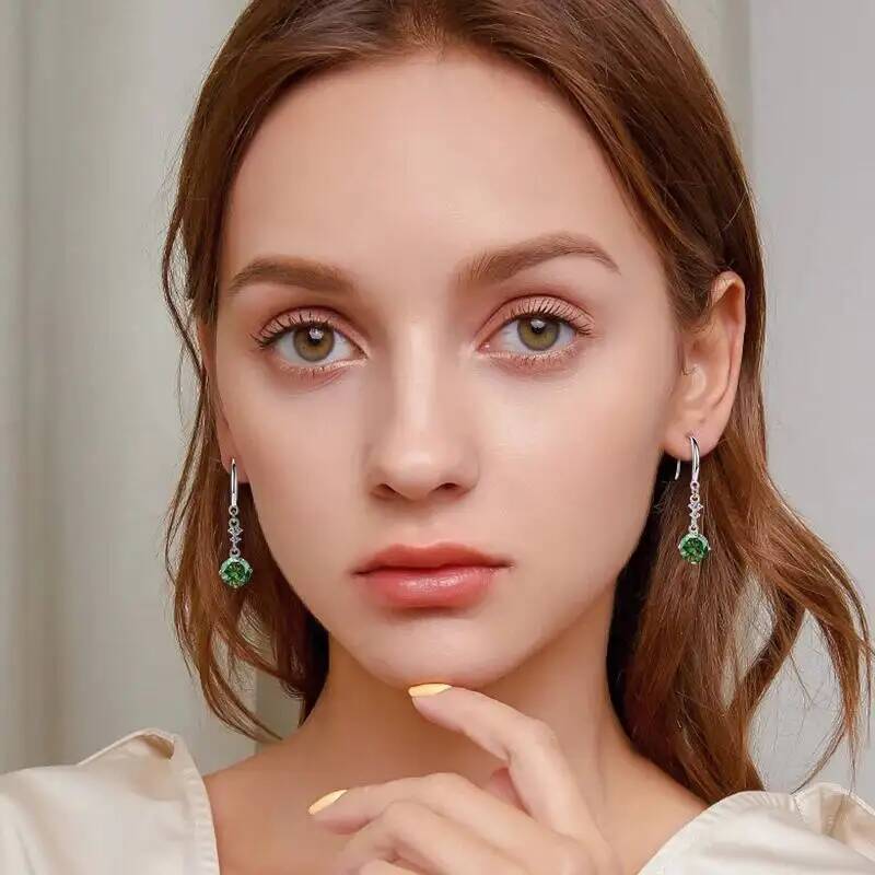 Moissanite Stud Earrings Round Cut 1Ct - 1캐럿 925 스털링 실버 드롭 귀걸이,