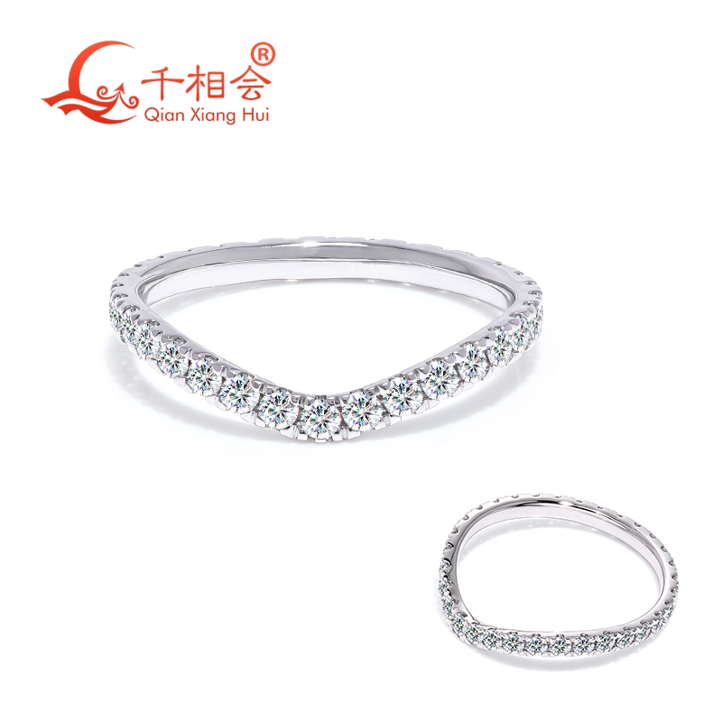 Moissanite Eternity Band Ring Stackable - S925 스털링 실버 D 화이트 VVS