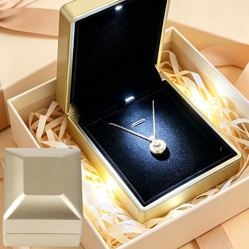 Velvet Ring Box Led Light Proposal - LED 링 박스 사각 벨벳 보석