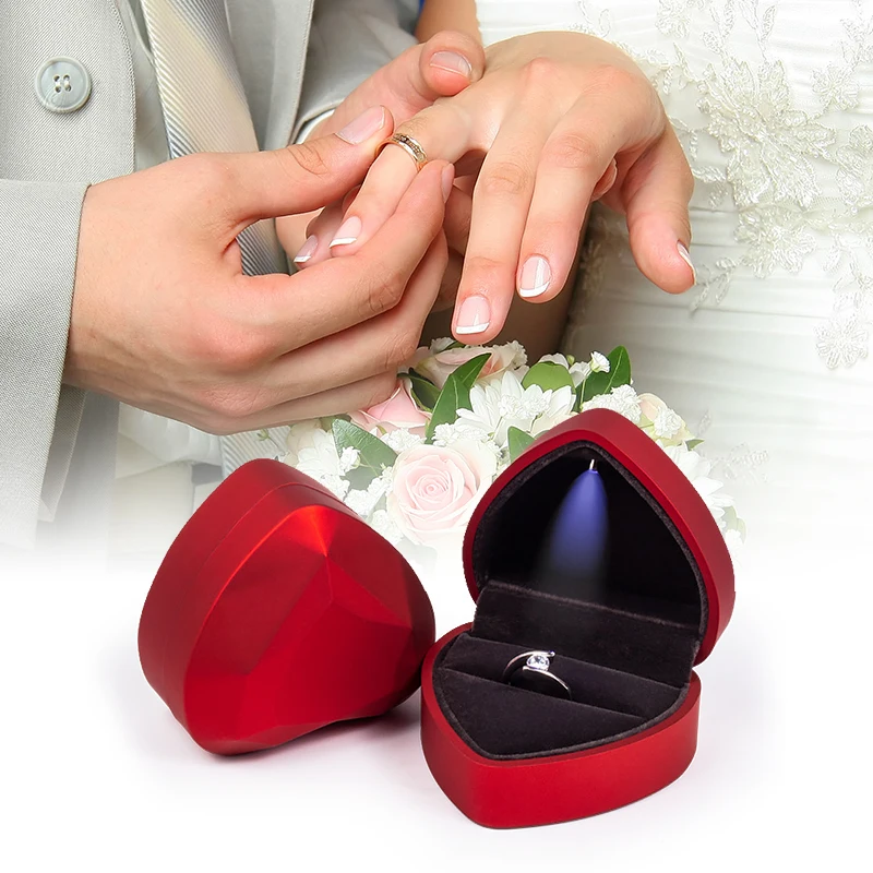 Velvet Ring Box Led Light Proposal - 하트 사각형 모양의 LED 라이트 링