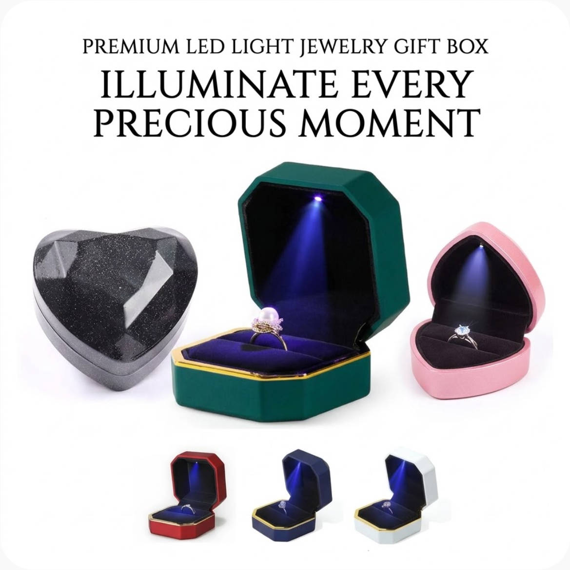 Velvet Ring Box Led Light Proposal - 하트 모양 LED 조명 주얼리 보관함,