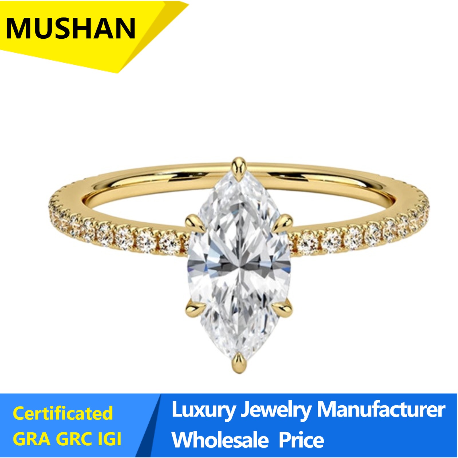 Lab Grown Diamond Ring 14K Gold - 무샨 주얼리, 925 실버, 10K 금,