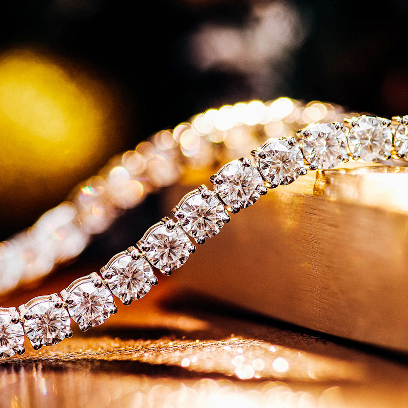 Moissanite Tennis Bracelet 925 Sterling - 여성 및 남성용 반짝이는 모이사나이트 팔찌