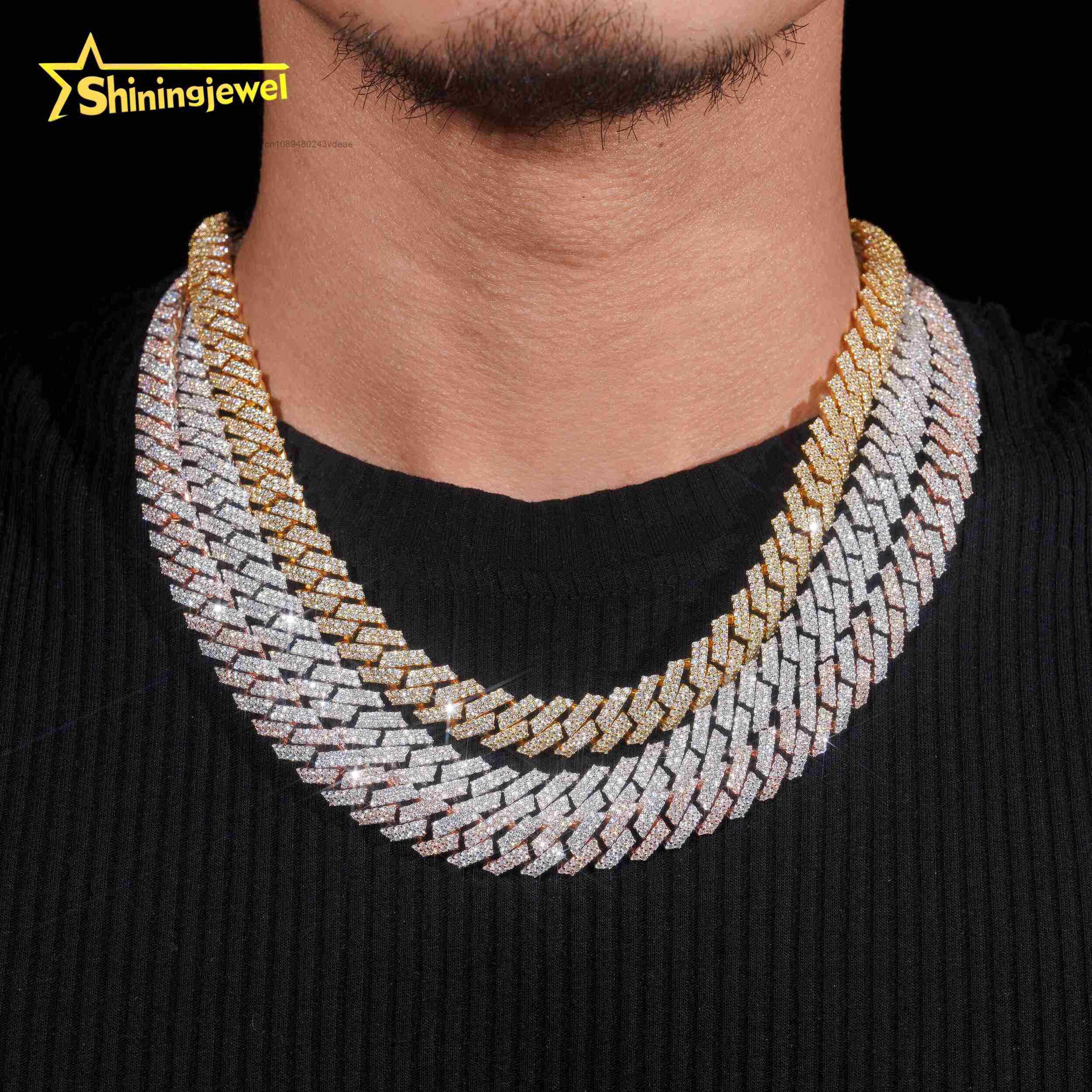 Moissanite Cuban Link Chain Iced Out - 고품질 힙합 주얼리 남성 패션 목걸이