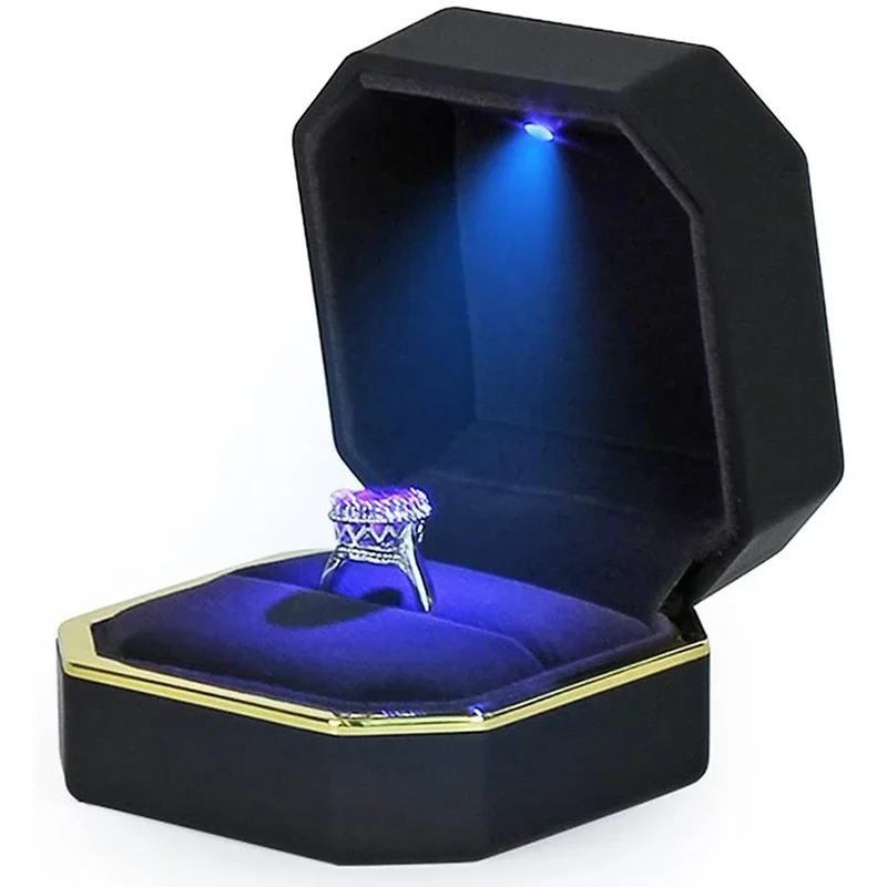 Velvet Ring Box Led Light Proposal - 1 Pcs LED 보석 반지 상자