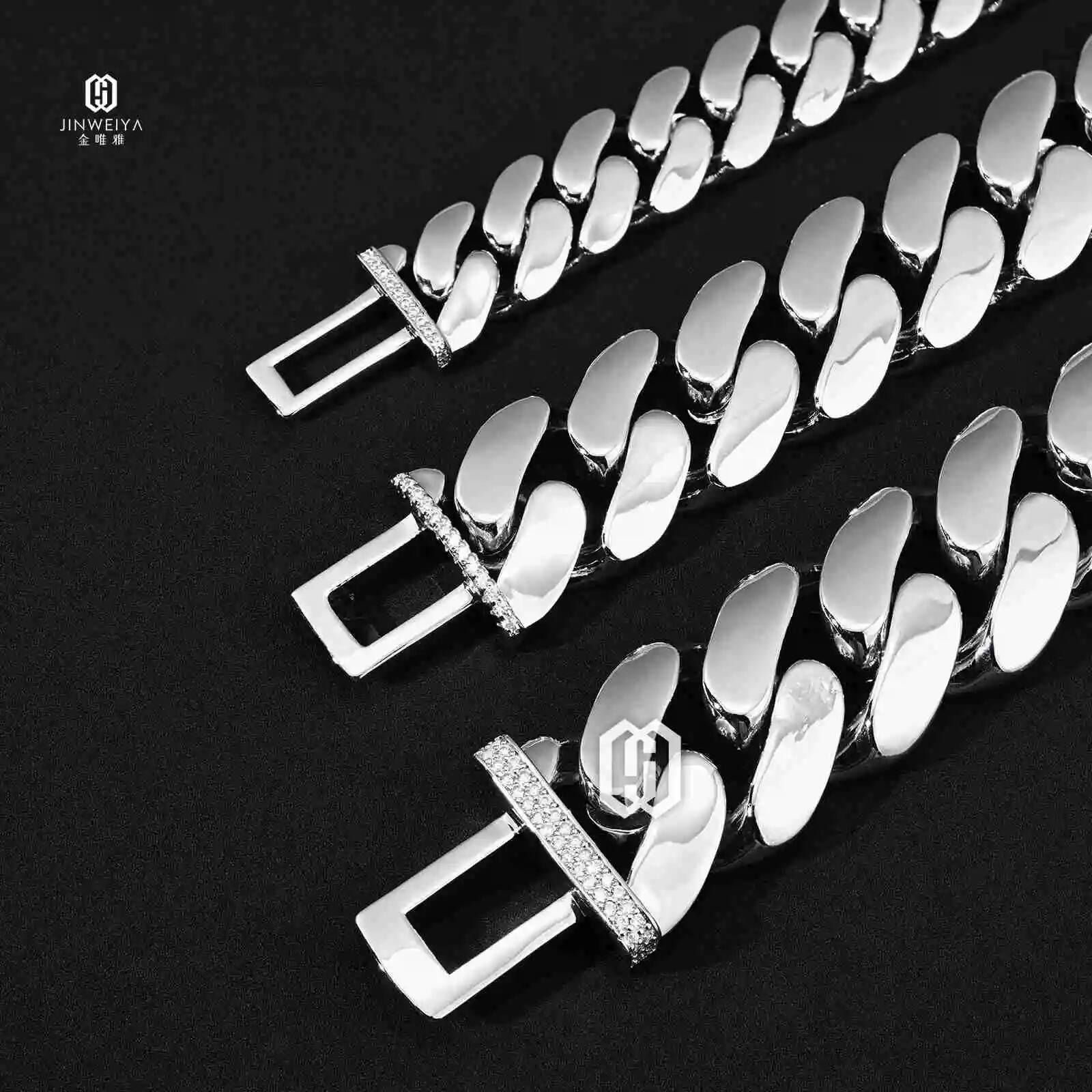 Moissanite Cuban Link Chain Iced Out - 럭셔리 23mm 20mm 14mm 아이스드 아웃