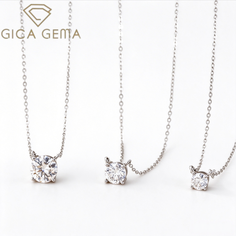 Moissanite Pendant Necklace Solitaire - 기카 게마 1-5캐럿 D 컬러 모이사나이트