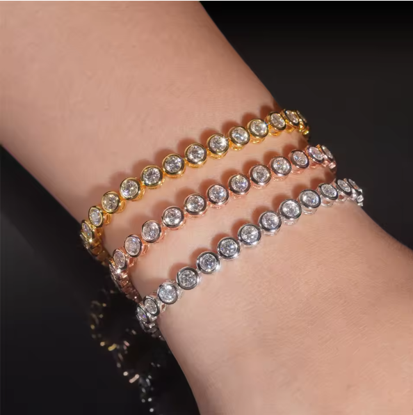 Moissanite Tennis Bracelet 925 Sterling - D 컬러 6mm 풀 모이사나이트 테니스