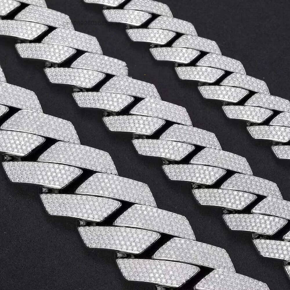 Moissanite Cuban Link Chain Iced Out - 럭셔리 아이스 아웃 주얼리 925 스털링