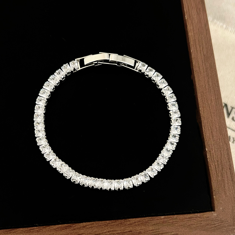 Moissanite Tennis Bracelet 925 Sterling - 5MM 프린세스 컷 D VVS1 모이사나이트