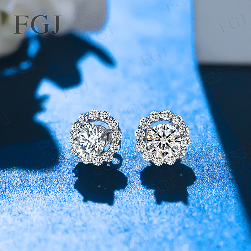 Moissanite Stud Earrings Round Cut 1Ct - 여성용 모이사나이트 다이아몬드 스터드 귀걸이 925
