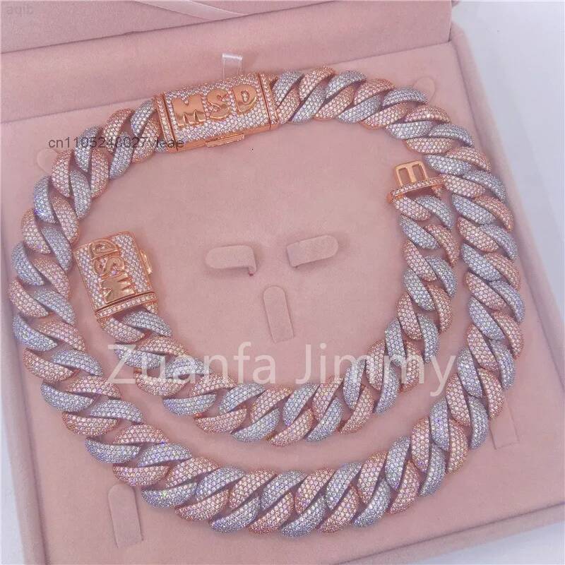 Moissanite Cuban Link Chain Iced Out - 럭셔리 헤비 20mm 투톤 포 로우