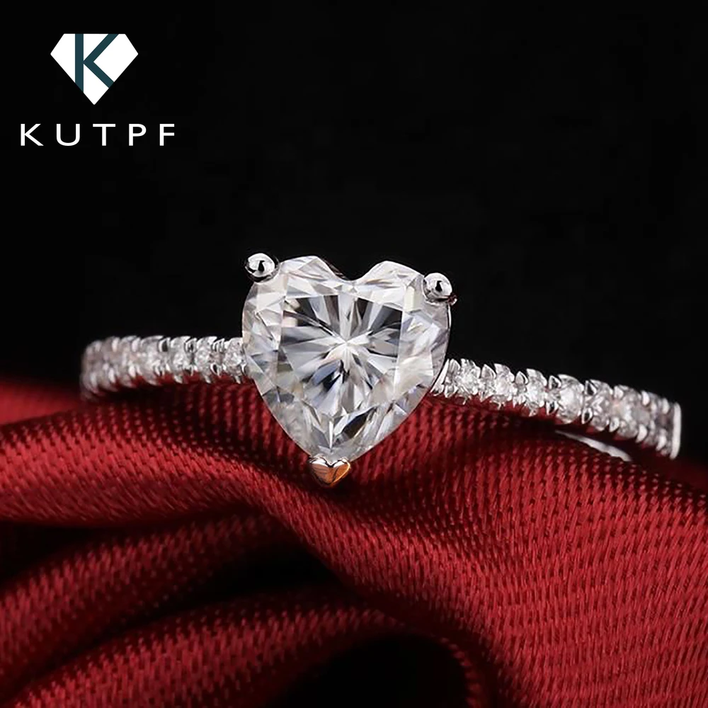 Moissanite Engagement Ring 2 Carat D Vvs1 - 여성용 하트 컷 모이사나이트 약혼 반지,