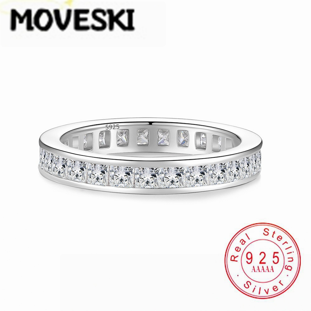 Moissanite Eternity Band Ring Stackable - MOVESKI S925 스털링 실버 이터니티 모이사나이트