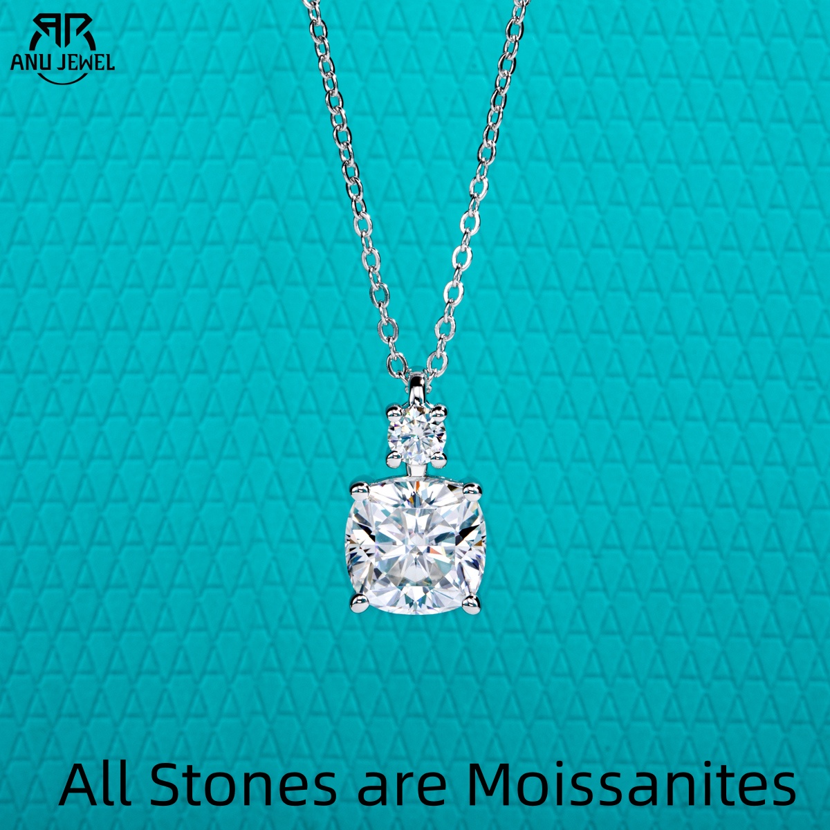 Moissanite Pendant Necklace Solitaire - AnuJewel 2ct/2.5ct 쿠션 컷 Moissanite 펜던트