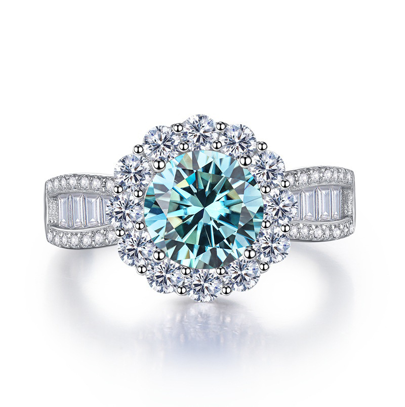 Moissanite Engagement Ring 2 Carat D Vvs1 - S925 스털링 실버 반지, 2캐럿 D