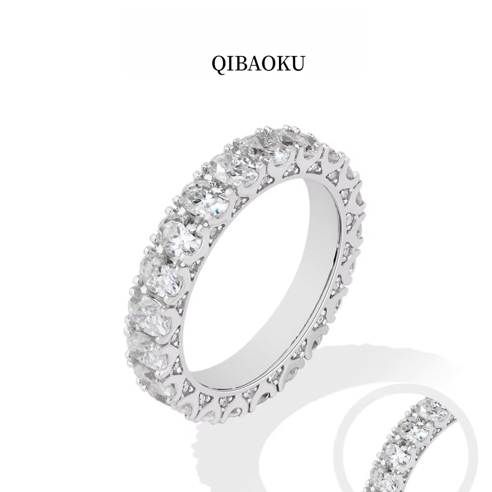 Moissanite Eternity Band Ring Stackable - QIBAOKU 여성용 속이 빈 레이스 모이사나이트