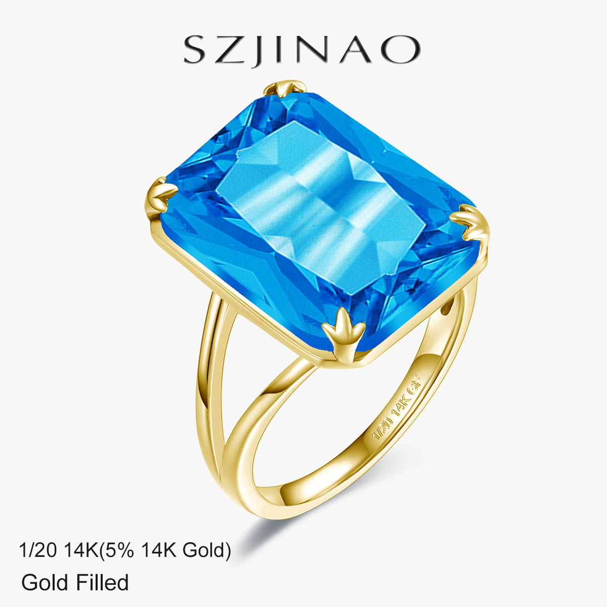 Lab Grown Diamond Ring 14K Gold - 블루 토파즈 반지 솔리드 14k 골드