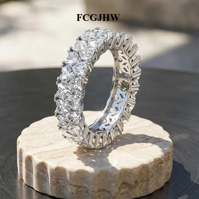 Moissanite Eternity Band Ring Stackable - FCGJHW 3mm 하트 모이사나이트 반지, 여성용,