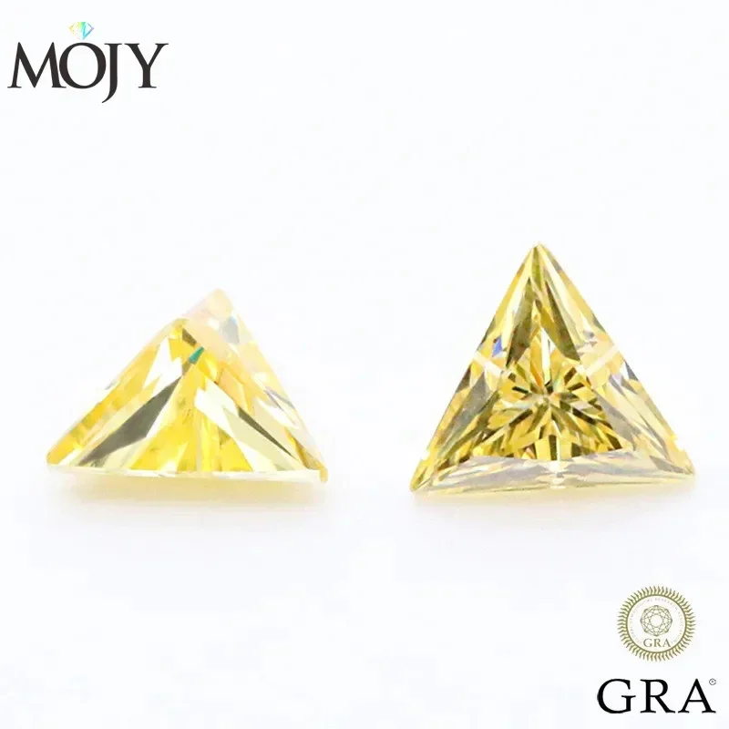 Gra Certificate Loose Moissanite Stone - MOJY 삼각형 컷 레몬 옐로우 느슨한