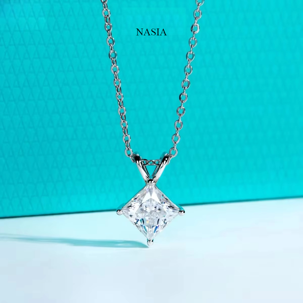 Moissanite Pendant Necklace Solitaire - FCGJHW 2캐럿/3캐럿/4캐럿/5캐럿 D 컬러 프린세스 컷