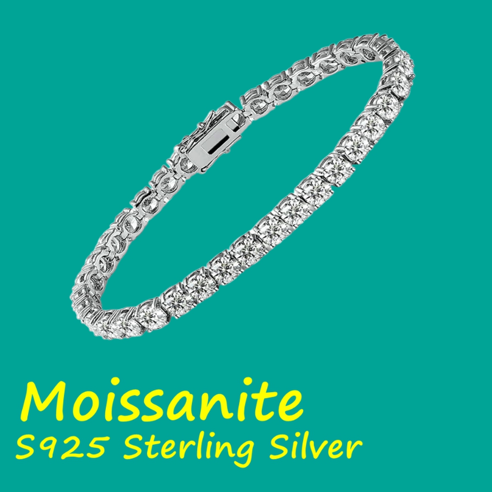 Moissanite Tennis Bracelet 925 Sterling - 공장가 3/4/5/6.5mm 모이사나이트 테니스 팔찌 (여성/남성용)