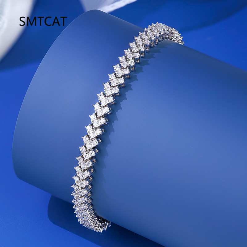 Moissanite Tennis Bracelet 925 Sterling - 925 스털링 실버 럭셔리 모이사나이트 테니스