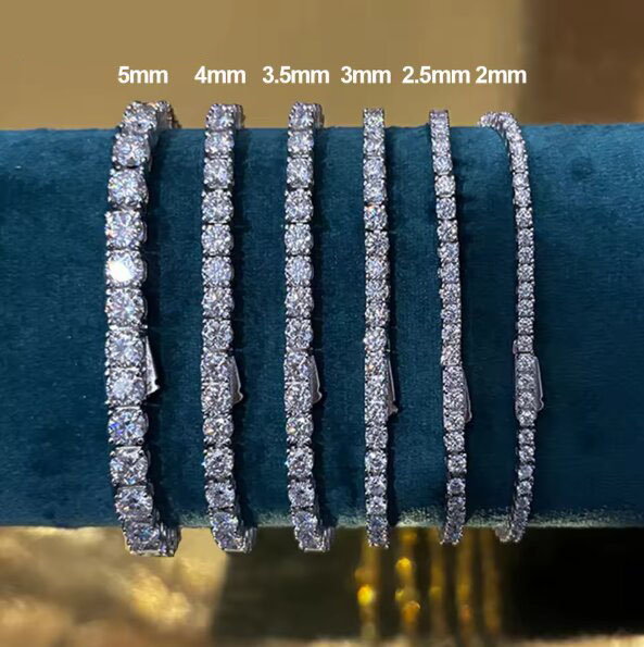 Moissanite Tennis Bracelet 925 Sterling - 2-5mm 모이사나이트 테니스 팔찌 (여성용, 남성용)