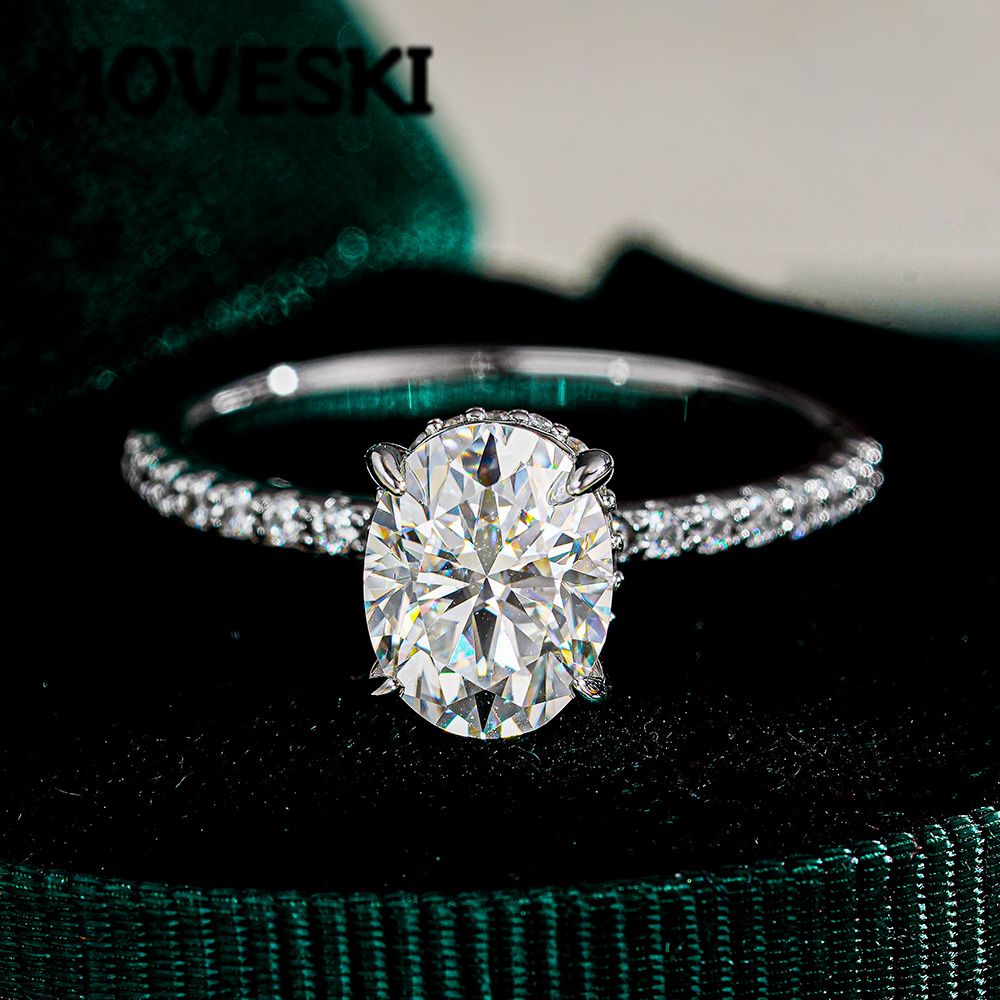 Moissanite Engagement Ring 2 Carat D Vvs1 - 럭셔리 925 실버 1/2/3캐럿 오벌 모이사나이트