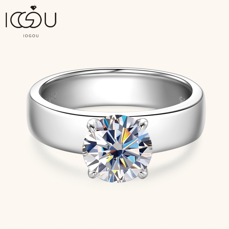 Moissanite Engagement Ring 2 Carat D Vvs1 - IOGOU 남녀공용 모이사나이트 다이아몬드 반지, 커플용