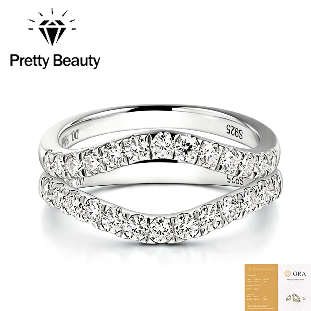 Moissanite Eternity Band Ring Stackable - 예쁜 모이사나이트 여성용 웨딩 밴드 세트