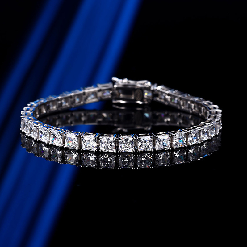 Moissanite Tennis Bracelet 925 Sterling - 프린세스 컷 모이사나이트 다이아몬드 테니스 뱅글