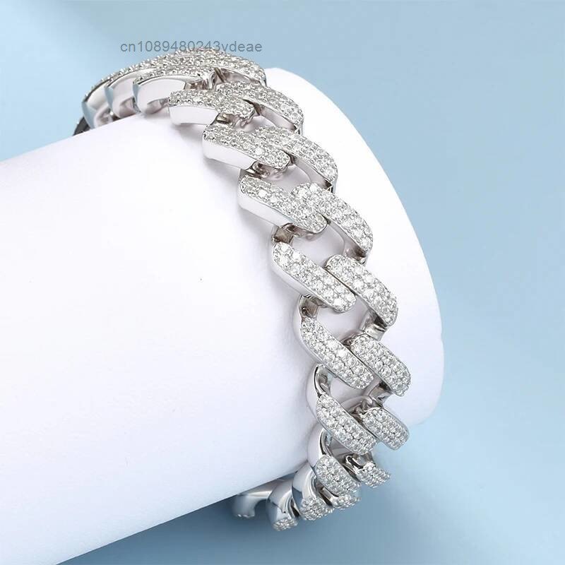 Moissanite Cuban Link Chain Iced Out - 14mm 쿠반 링크 팔찌 아이스드 아웃
