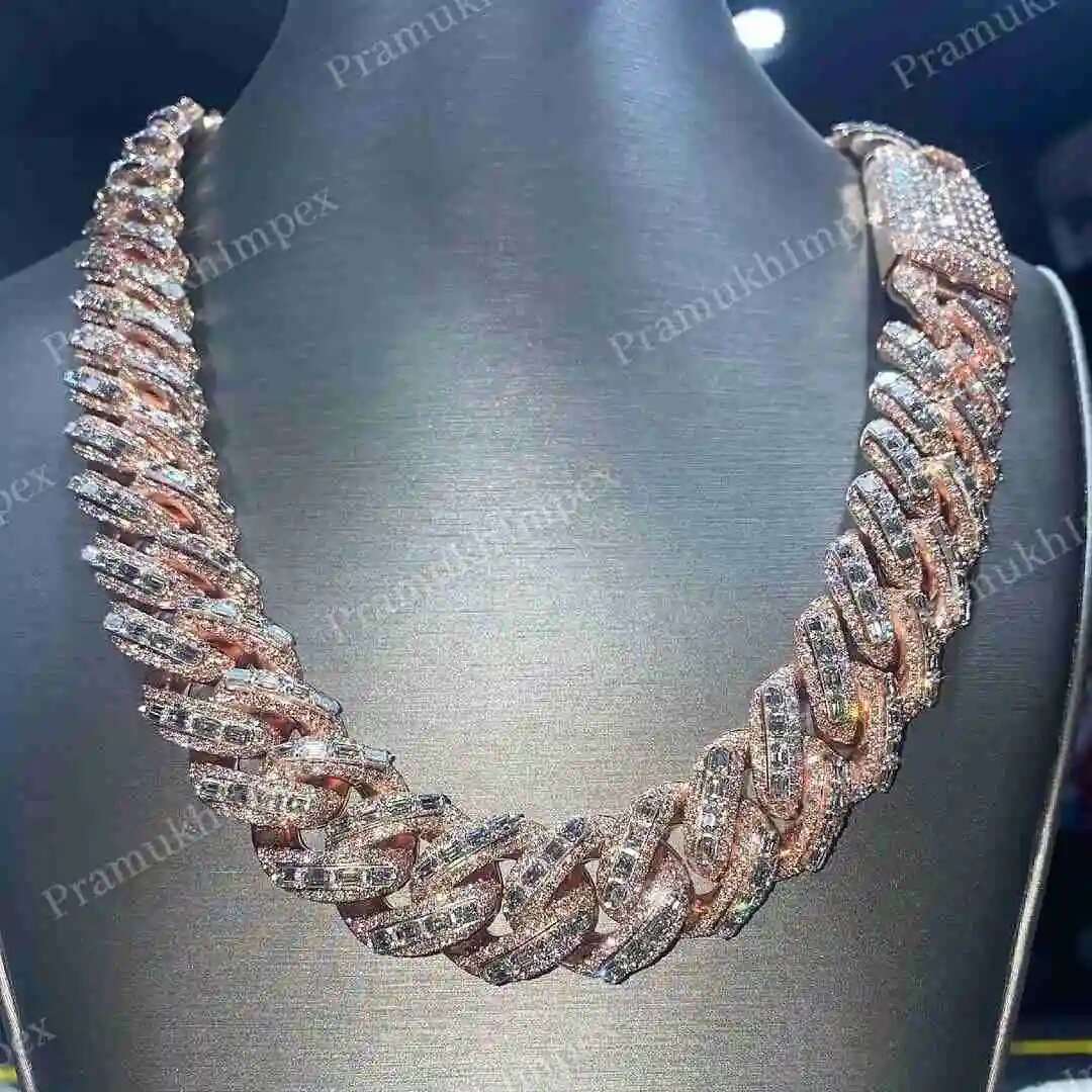 럭셔리 랩퍼 20MM 완전히 아이스 아웃 로즈 골드 도 - Moissanite Cuban Link Chain Iced Out 리뷰 및 가격