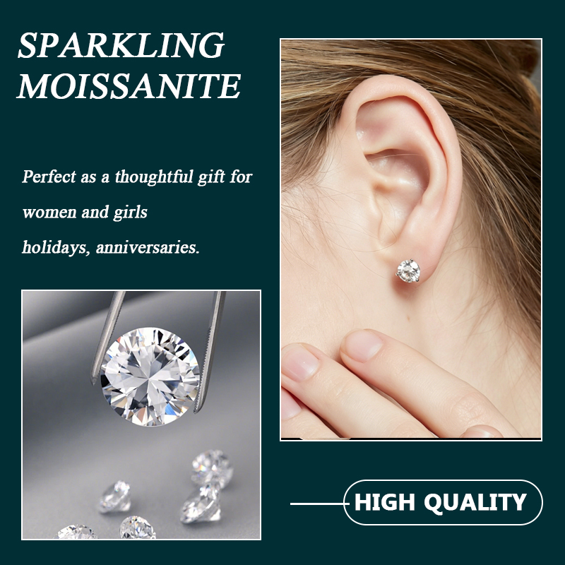 WES 1CT 모이사나이트 스터드 귀걸이 925 스털링 - Moissanite Stud Earrings Round Cut 1Ct 리뷰 및 가격
