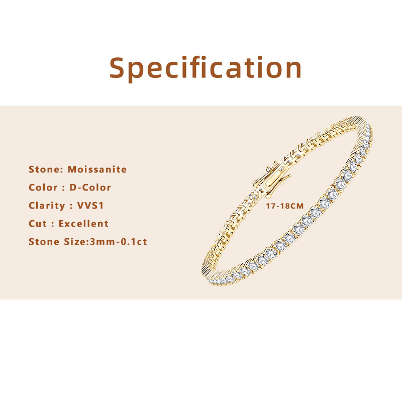 Lnngy 3MM 0.1ct 모이사나이트 테니스 팔찌  - Moissanite Tennis Bracelet 925 Sterling 리뷰 및 가격