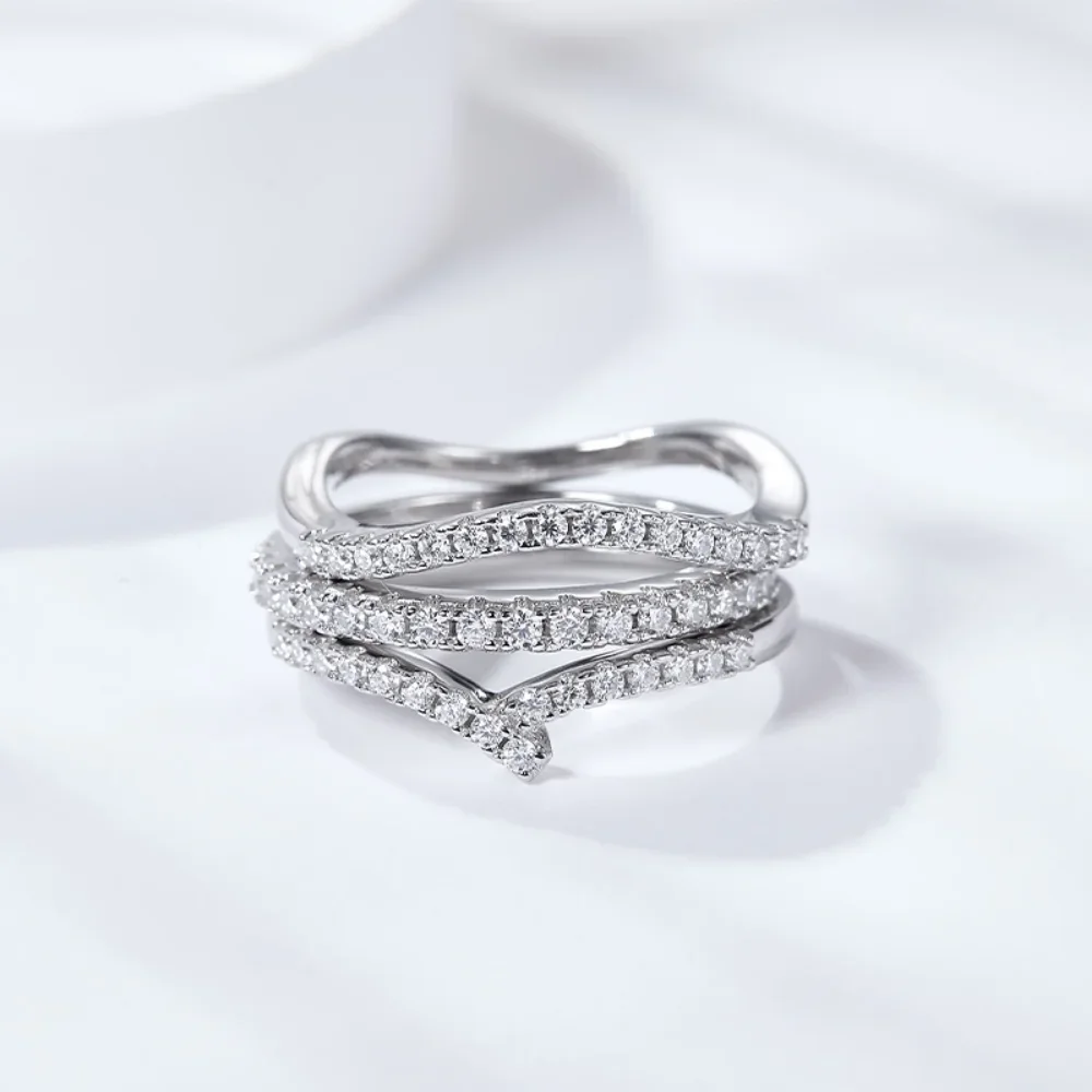 프리티 뷰티 모이사나이트 쉐브론 링 925 실버 V자형 - Moissanite Eternity Band Ring Stackable 리뷰 및 가격