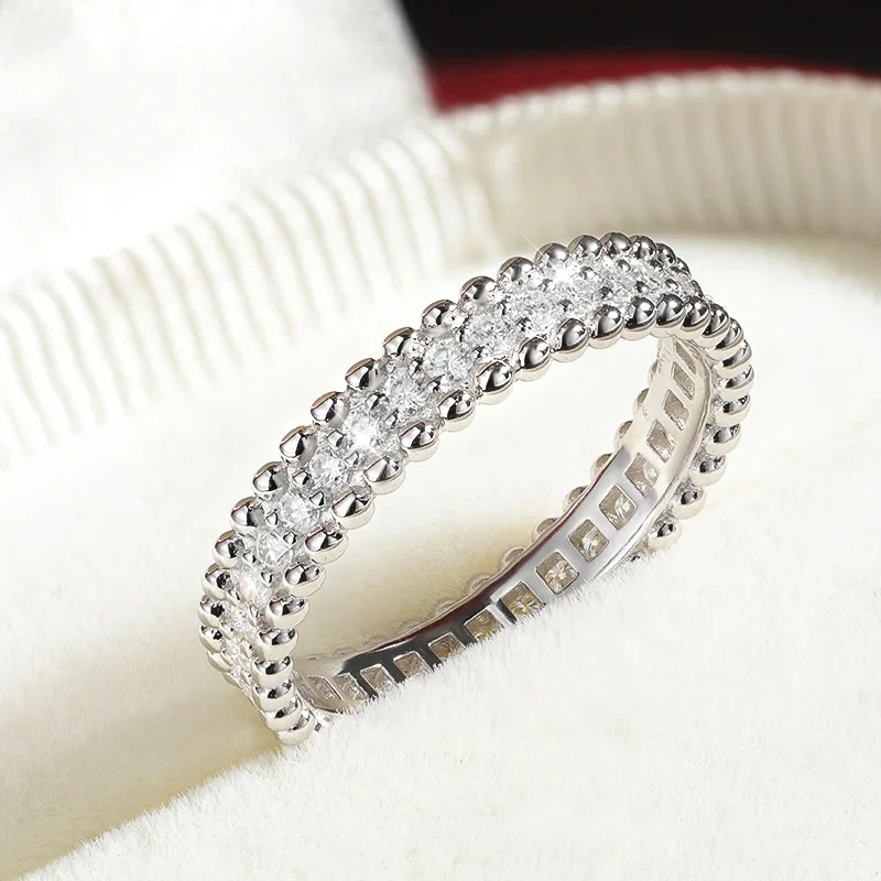 FCGJHW D VVS1 모이사나이트 반지, 여성용,  - Moissanite Eternity Band Ring Stackable 리뷰 및 가격