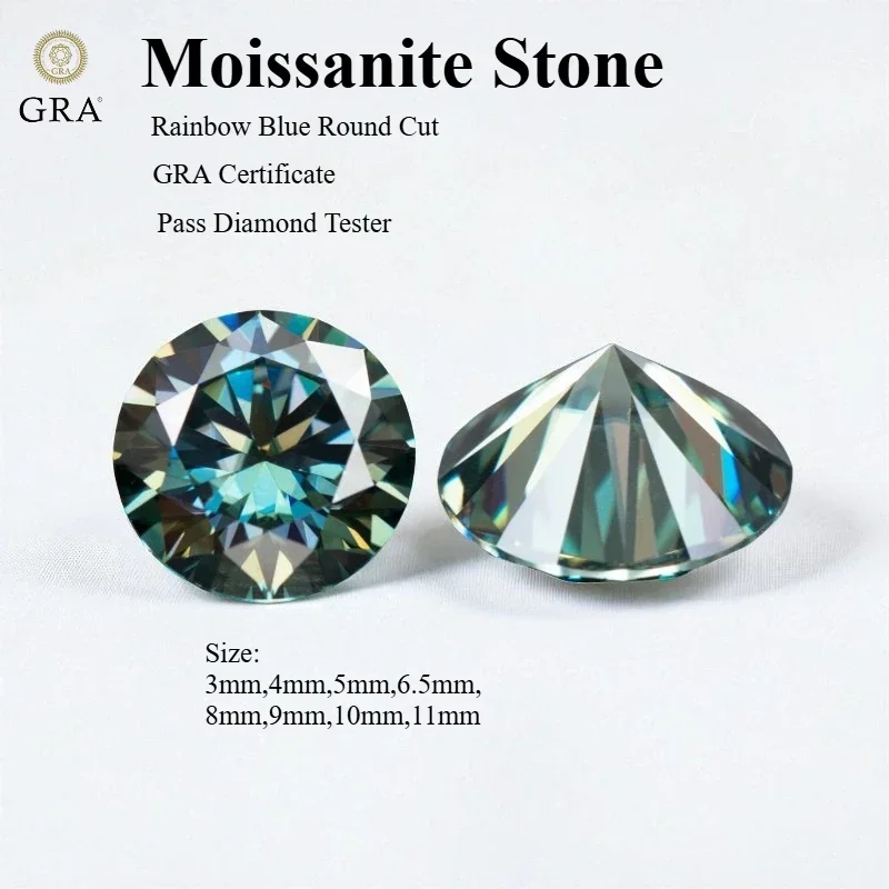 모이사나이트 원석, 둥근 컷, 무지개 빛깔의 푸른색,  - Gra Certificate Loose Moissanite Stone 리뷰 및 가격