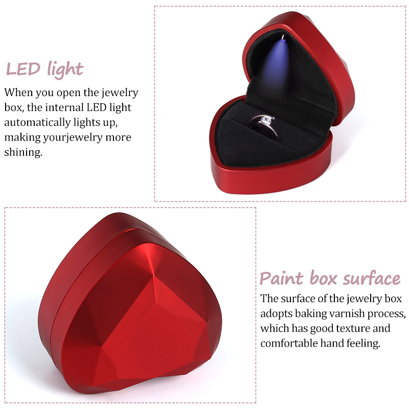 하트 사각형 모양의 LED 라이트 링 상자 벨벳 쥬얼리 - Velvet Ring Box Led Light Proposal 리뷰 및 가격