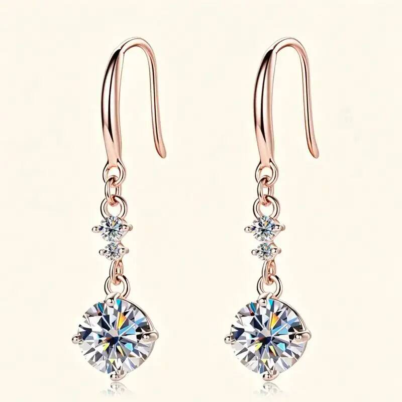 1캐럿 925 스털링 실버 드롭 귀걸이, 라운드 컷 모 - Moissanite Stud Earrings Round Cut 1Ct 리뷰 및 가격