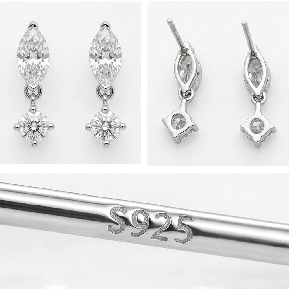 여성을 위한 0.5캐럿, 1캐럿 풀 모이사나이트 드롭형 - Moissanite Stud Earrings Round Cut 1Ct 리뷰 및 가격