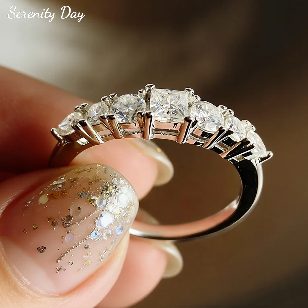 세레니티 프린세스 컷 모이사나이트 반지 여성용 선물 S - Moissanite Eternity Band Ring Stackable 리뷰 및 가격
