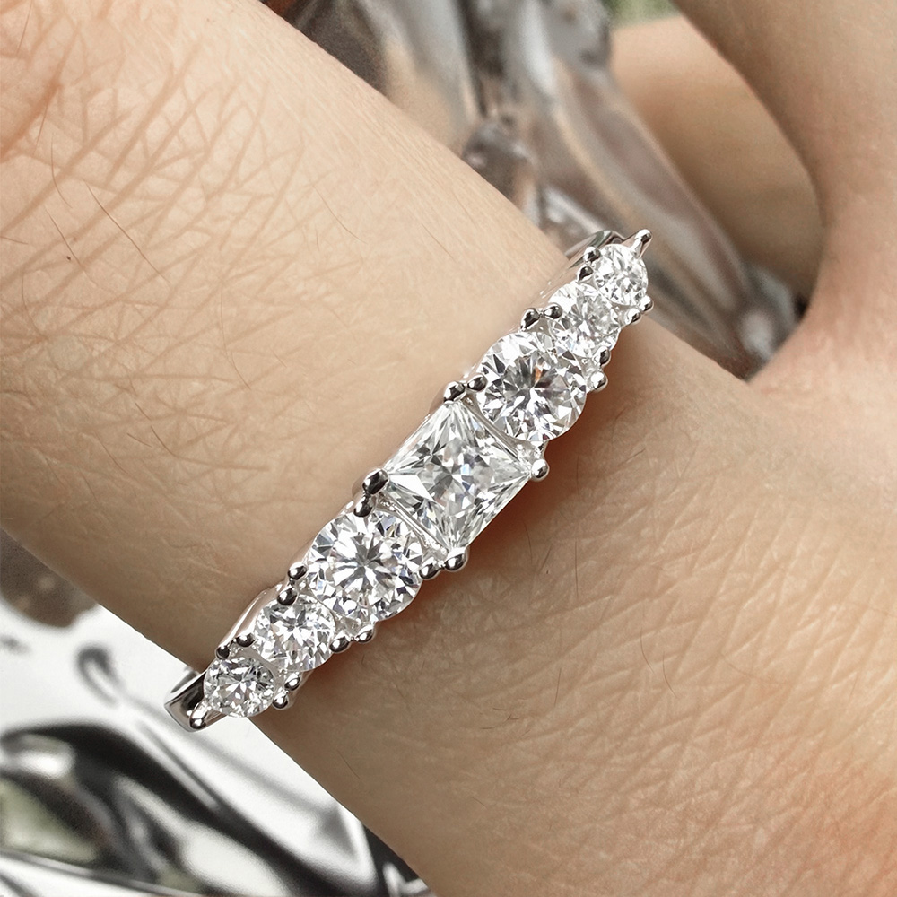 세레니티 프린세스 컷 모이사나이트 반지 여성용 선물 S - Moissanite Eternity Band Ring Stackable 리뷰 및 가격