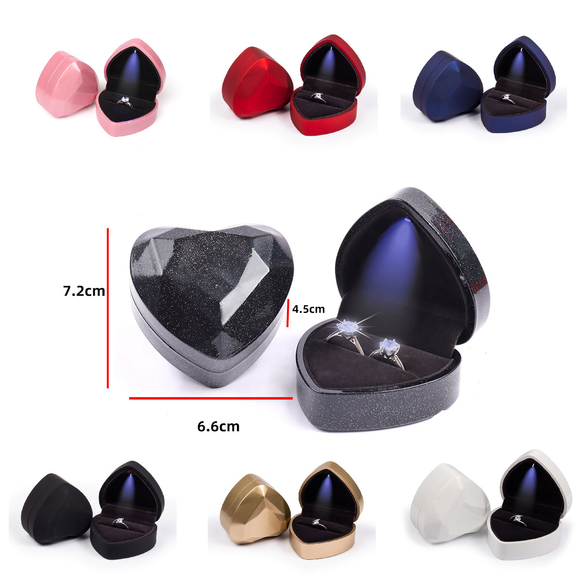 하트 모양 LED 조명 주얼리 보관함, 고급 벨벳 소재 - Velvet Ring Box Led Light Proposal 리뷰 및 가격